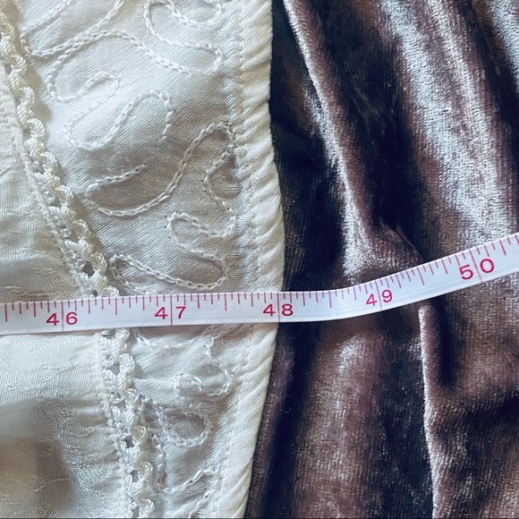 VNTG Boho Cream Tiered Satin Patchwork Dress - Picture 12 of 13